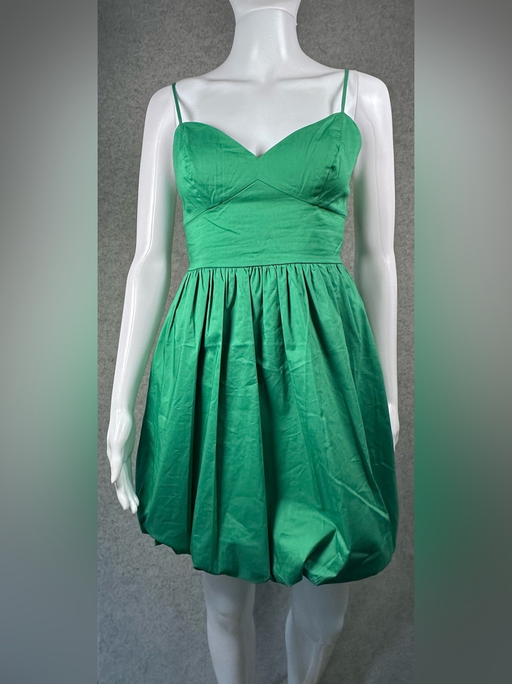 Express Green Poplin Mini Bubble Sundress Spaghetti Strap Dress Pockets XS